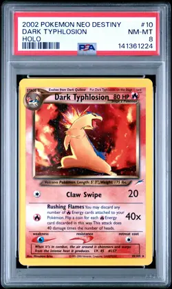 2002 POKEMON NEO DESTINY #10 DARK TYPHLOSION-HOLO PSA 8 - Image 1