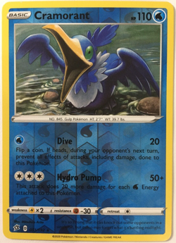 POKEMON CRAMORANT 051/192 REBEL CLASH RARE REVERSE HOLO NEAR MINT - Image 1