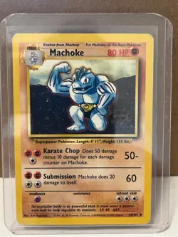 Machoke 34/102 Base Set Unlimited Uncommon Pokemon Moderate Play+ - Image 1