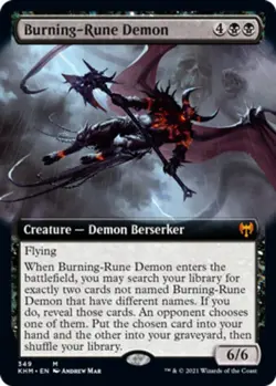 Near Mint x 1 Burning-Rune Demon - Extended Art Kaldheim Variants - Image 1