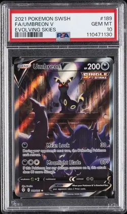 2021 POKEMON SWORD & SHIELD EVOLVING SKIES #189 FULL ART/UMBREON V PSA 10 - Image 1