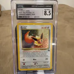 Eevee Pokemon (2000) Black Star Promo- 11 Holo Pokemon league CGC 8 NM/MINT - Image 1