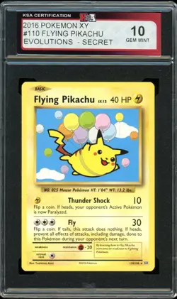 2016 Pokemon Evolutions #110 Flying Pikachu Secret Rare KSA 10 Gem Mint - Image 1
