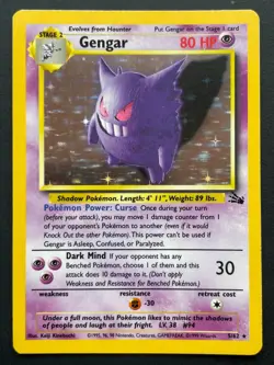Pokemon Gengar Holo Rare Fossil WOTC 1999 5/62 - Image 1