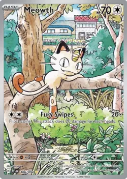 Meowth 106/094 Illustration Rare ME02: Phantasmal Flames Pokemon TCG NM Holo - Image 3