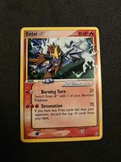 2005 EX Unseen Forces GOLD STAR Shiny Entei Holo Foil 113/115 Pokemon NM SWIRL - Image 1