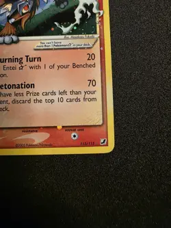 2005 EX Unseen Forces GOLD STAR Shiny Entei Holo Foil 113/115 Pokemon NM SWIRL - Image 3