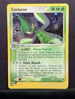 Cacturne Holo Rare SWIRL #2/100 -EX Sandstorm Cosmos- 2003 Vintage Pokemon - Image 1
