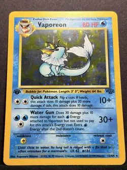 Vaporeon Holo Rare #12/64 - 1st Edition Jungle Set - 1999 WOTC Vintage Pokemon - Image 3