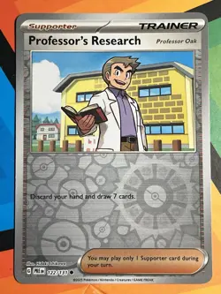 Pokemon Prismatic Evolutions Reverse Holo 122/131 Professor's Research Oak NM - Image 1