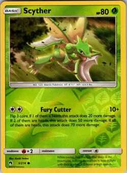 Scyther 3/214 SM - Lost Thunder Pokemon TCG LP-NM - Image 1