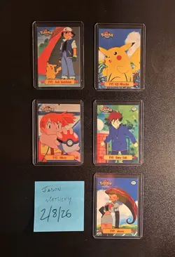 Set of 5 Pokemon 1999 Topps TV Animation Edition Cards - NM/LP - Image 1