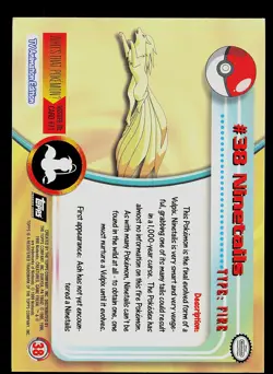 Pokemon Card - Ninetales Topps TV Animation Edition 38 Black Logo - Image 2