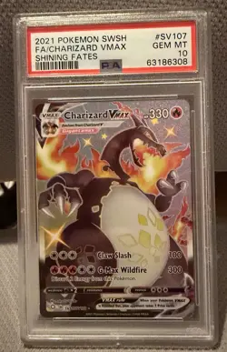PSA 10 Charizard Vmax SV107/SV122 Pokemon Shining Fates Holo Graded Card - Image 1