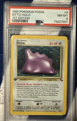 1999 Pokemon Fossil #3 Ditto-holo 1st Edition PSA NM-MT 8 - Image 1
