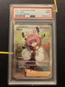 PSA 9 Klara 194/198 -Full Art Pokemon Card- Chilling Reign MINT (t) - Image 2