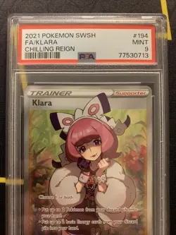 PSA 9 Klara 194/198 -Full Art Pokemon Card- Chilling Reign MINT (t) - Image 4