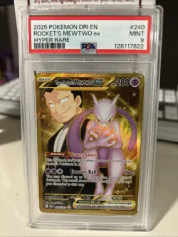 2025 POKEMON DRI EN-DESTINED RIVALS #240 ROCKET'S MEWTWO EX HYPER RARE PSA 9 - Image 1