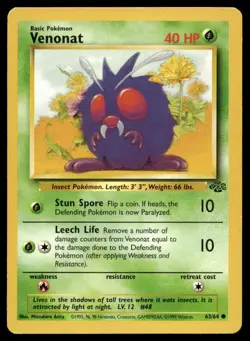 Venonat 63/64 Pokemon Card Jungle Common 40 HP Lightly Played C8. - Image 1