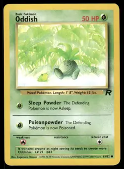 Pokemon Cards Oddish 63/82 UNLIMITED Team Rocket WOTC Common LP - Image 1