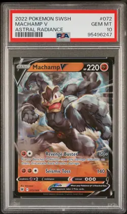 2022 Pokemon Sword & Shield Astral Radiance Machamp V PSA 10 #072 - Image 1