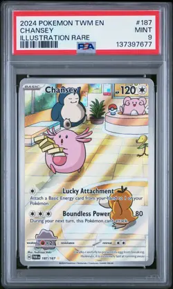 Pokemon Chansey Holo Illustration TCG Card 187/167 Twilight Masquerade PSA 9 - Image 1