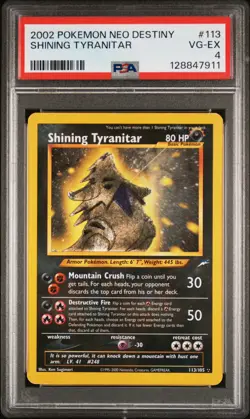 Pokemon Card Shining Tyranitar 113/105 Neo Destiny 2002 PSA 4 ENGLISH - Image 1