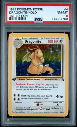 Dragonite 1999 Pokemon Fossil 1st Edition PSA 8 #4 - Image 1