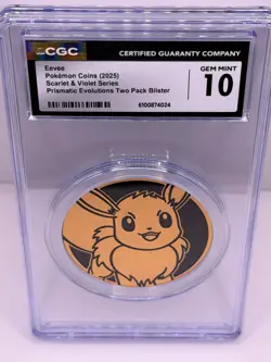 Pokemon 2025 Eevee Coin (Large) Prismatic Evolutions Blister CGC 10 GEM MINT - Image 2