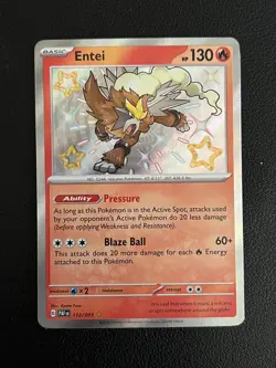 Pokemon TCG Card Entei 112/091 Paldean Fates Holo Baby Shiny Rare - Image 1