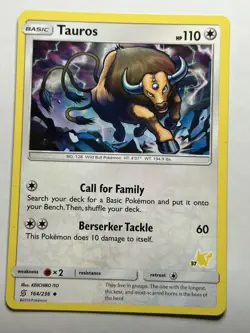 Tauros - (#37 Pikachu Stamped) Battle Academy 164/236 MP-LP Pokemon Card - Image 1