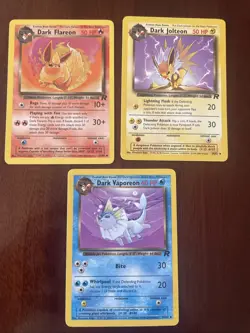 Eevee Evolution Bundle (3 Cards) Team Rocket Uncommon Pokemon Cards NM - Image 1