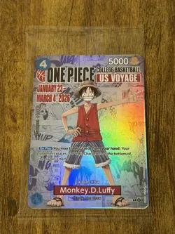 Monkey.D.Luffy (College Basketball US Voyage) One Piece Promotion Card Opened - Image 1