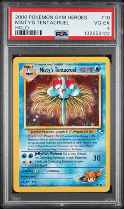 2000 Pokemon Gym Heroes MISTY'S TENTACRUEL HOLO Unlimited 10/132 PSA 4 VG-EX - Image 1
