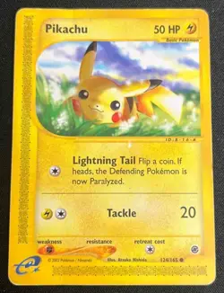 2002 Pokemon Expedition Set Pikachu #124/165 - Image 1