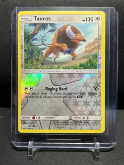 Tauros 129/181 Reverse Holo Pokemon 2019 S&M Team Up LP - Image 1