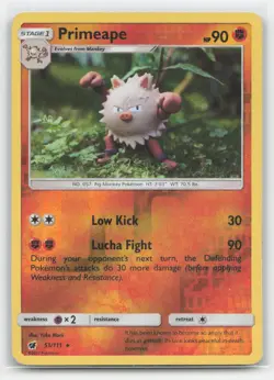 Pokemon Primeape Reverse by Yuka Morii Holo - SM - Crimson Invasion 51/111 - LP - Image 1