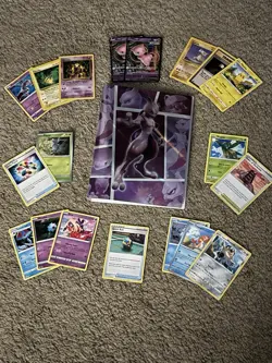 Pokemon TCG 19 Card Lot - Mewtwo Pokemon card holder included - Image 1
