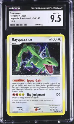 CGC 9.5 MINT+ Rayquaza 2008 Legends Awakened 14/146 Holo Pokemon Card - Image 1
