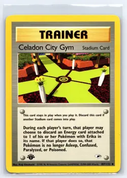 2000 Pokemon TCG 1st Edition Gym Heroes Celadon City Trainer 107/132 NM - Image 1