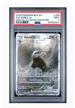 2025 Pokemon Black Bolt #168/086 Excadrill ex Special Illustration Rare PSA 9 - Image 1