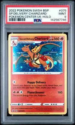 2022 POKEMON SWSH BLACK STAR PROMO #075 SPECIAL DELIVERY CHARIZARD-HOLO PSA 9 - Image 1