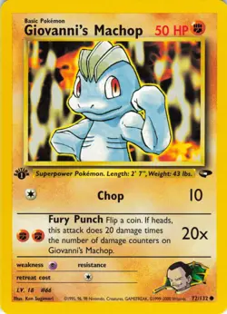 Giovanni's Machop - 1st Edition - 72/132 Gym Challenge - WOTC - Pokemon TCG - Image 1