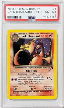 2000 Pokemon Team Rocket 4/82 Dark Charizard Holo NM-MT PSA 8 !! “Clean” - Image 1