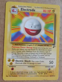 Electrode 25/130 Rare Non-Holo Base 2 Set Pokemon Card MP - Image 1