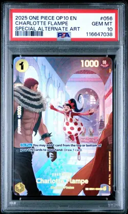 PSA 10 – 2025 ONE PIECE OP10-ROYAL BLOOD 056 CHARLOTTE FLAMPE SPECIAL ALT ART - Image 1