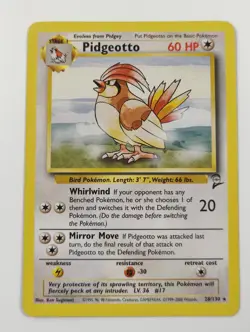 Pokemon Pidgeotto Card 28/130 Base Set Trading Card Game - Image 1