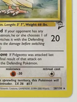 Pokemon Pidgeotto Card 28/130 Base Set Trading Card Game - Image 5