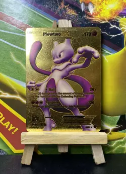 Pokemon Mewtwo EX HP 170 Gold Metal Fan Art Card 98/99 -MP/LP - Image 1