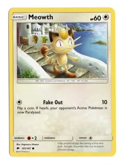 Meowth 101/147 Pokemon Sun & Moon Burning Shadows Common TCG - Image 1